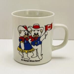Vintage Olympic Winter Games XV 1988 Galcary Mascots (Hindy & Howdy) Ceramic Mug